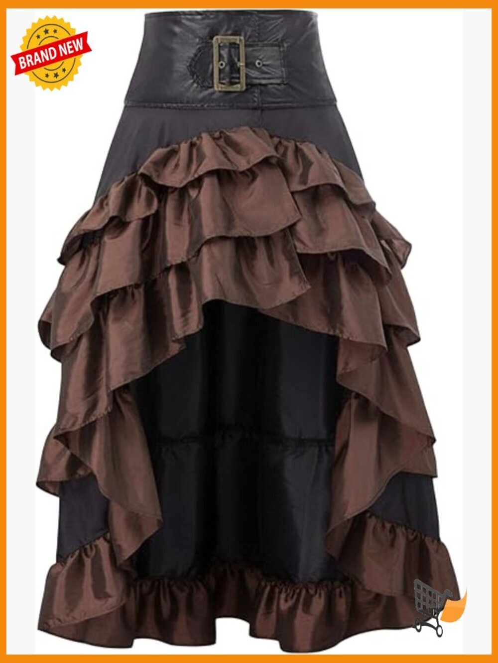 Steampunk Gothic High Low Ruffle Victorian Bustle Skirt